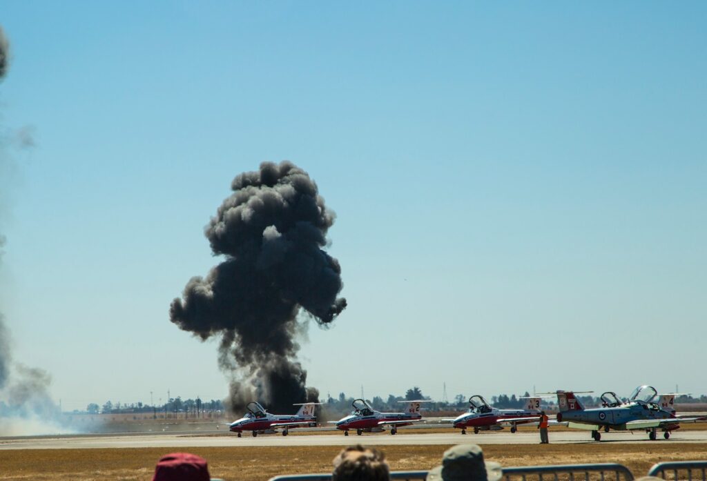 a large explosion in a field